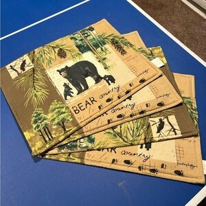Kay Dee Rustic Bear Print Placemats Set of 4